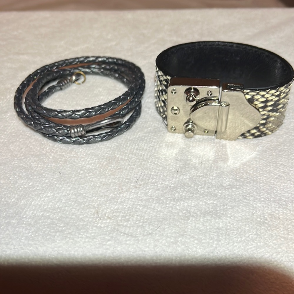 Python Bracelet And Leather Wrap Bracelet - image 1